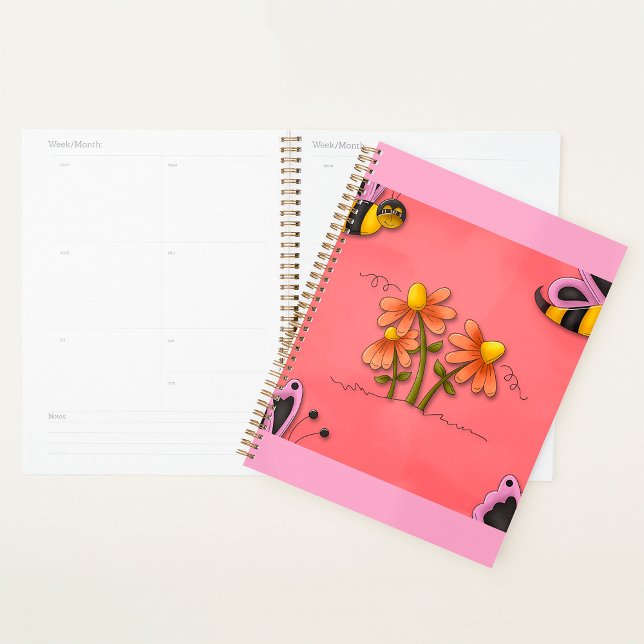 Cute Bee and Flower Pink Spring Garden  Planner (Creator Uploaded)
