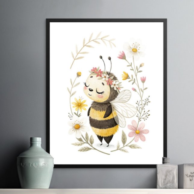 Cute Bee and Flowers Poster (Creator Uploaded)