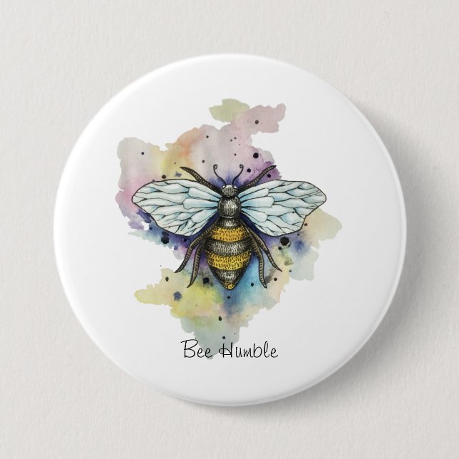 Cute Bee And Rainbow Wash 7.5 Cm Round Badge (Front)