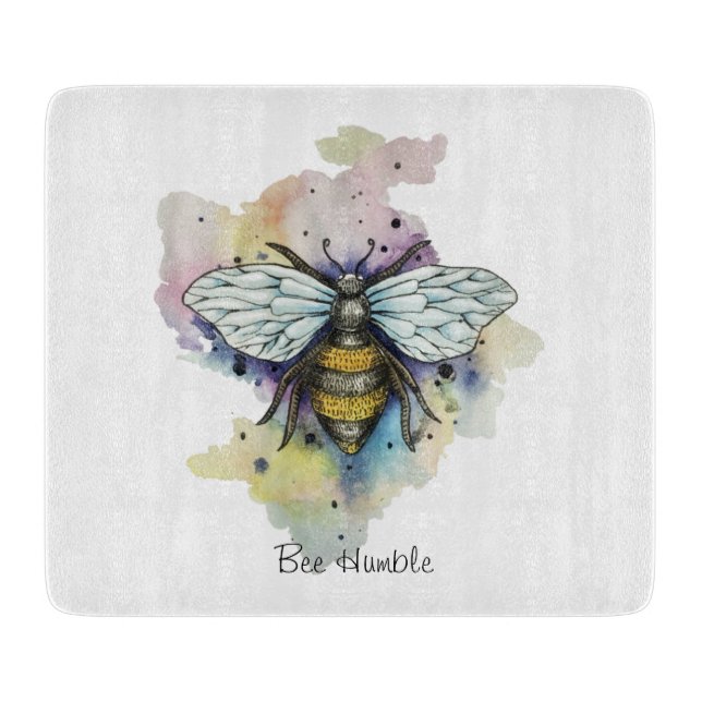 Cute Bee And Rainbow Wash Cutting Board (Front)