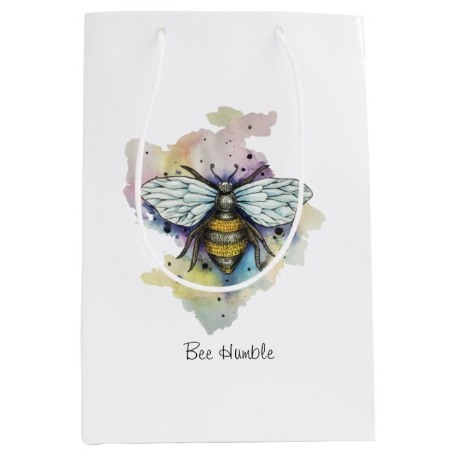 Cute Bee And Rainbow Wash Medium Gift Bag (Front)