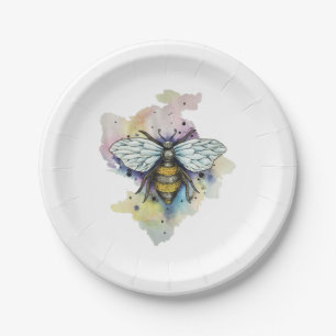 Cute Bee And Rainbow Wash Paper Plate