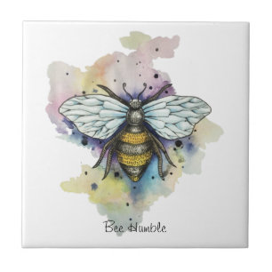 Cute Bee And Rainbow Wash Tile