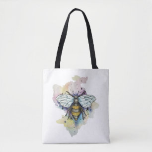 Cute Bee And Rainbow Wash Tote Bag