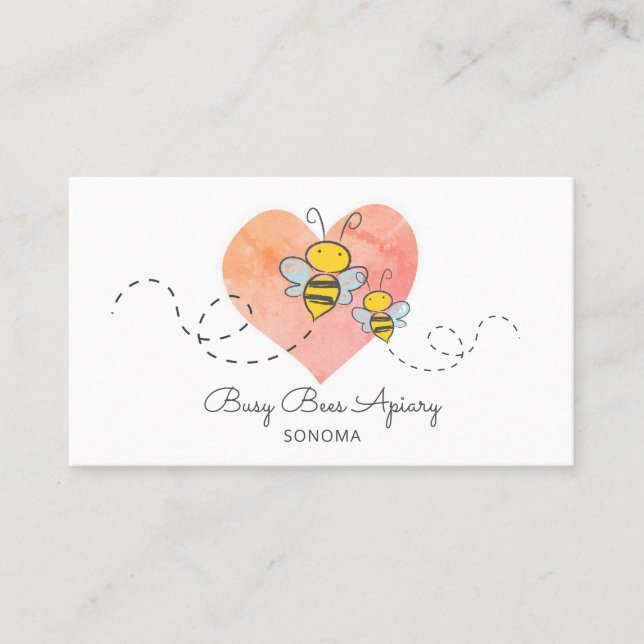Cute Bee Apiary Beekeeper Logo Business Card (Front)