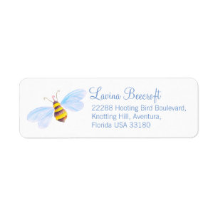 Cute bee art reply address labels