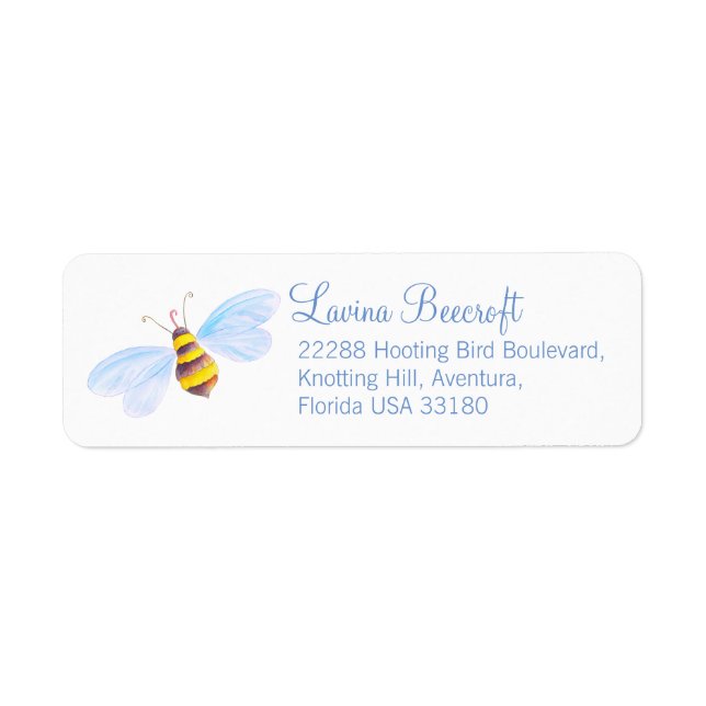 Cute bee art reply address labels (Front)