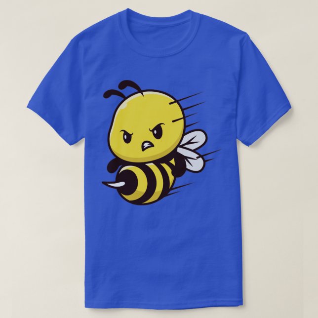 Cute Bee Attack Cartoon T-Shirt (Design Front)