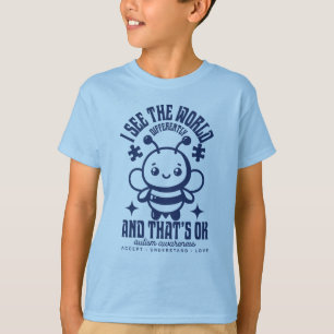Cute Bee Autism Awareness April Wear Blue T-Shirt