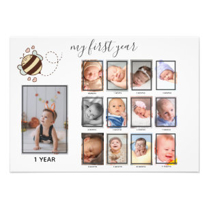Cute Bee Baby My First Year Photo Kids'Wall Decor  Print