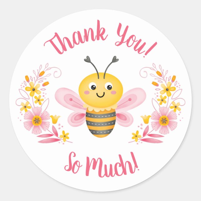 Cute Bee Baby Shower Thank You Sticker (Front)