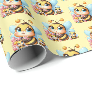 Cute bee baby shower wrapping paper