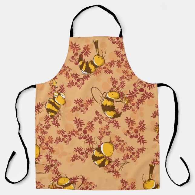 Cute bee background pattern apron (Front)