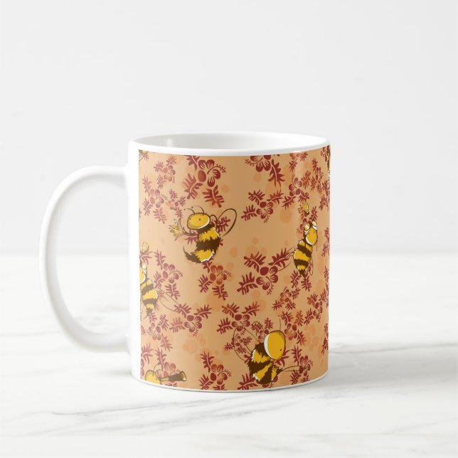 Cute bee background pattern coffee mug (Left)