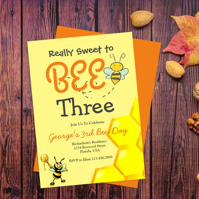 Cute Bee Birthday Invitation (Creator Uploaded)