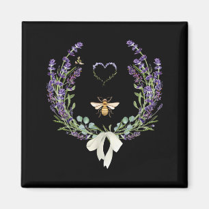 Cute Bee Bow Lavender Flower Heart Botanical Natur Magnet