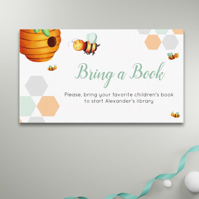 Cute Bee Bring a Book Baby Shower Enclosure Card (Creator Uploaded)
