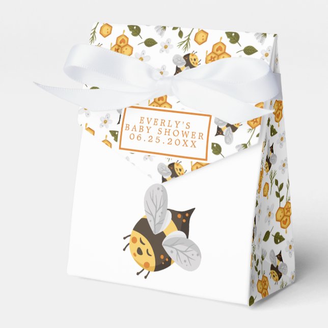 Cute Bee Bumblebee Baby Shower Favour Box (Front Side)