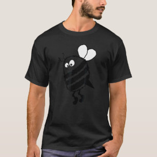 Cute Bee Bumblebee Black And White On Yellow Drawn T-Shirt