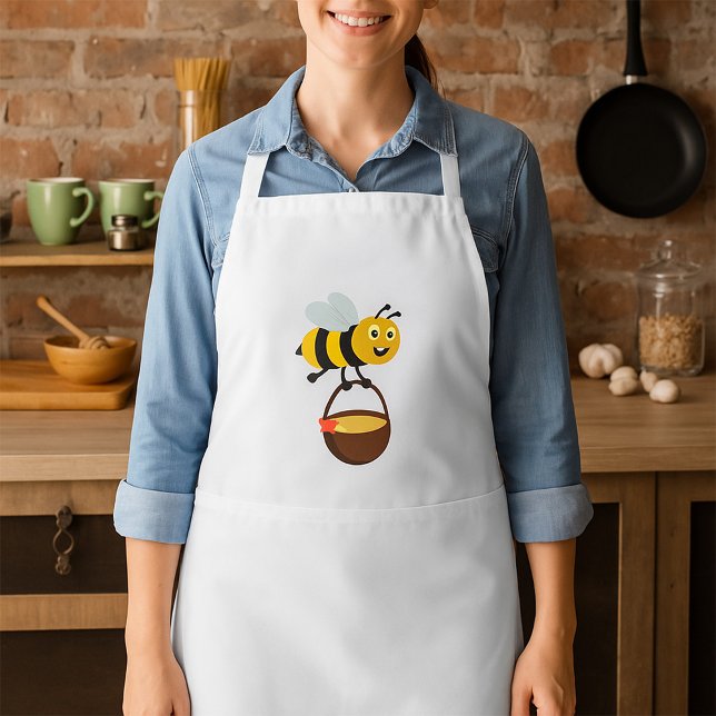 Cute Bee Carrying Honey Pot with Flower Standard Apron (Creator Uploaded)