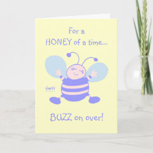 Cute Bee Cartoon Cuddly Baby First Birthday Party Invitation