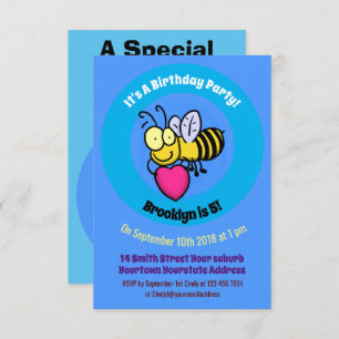 Cute bee cartoon  invitation