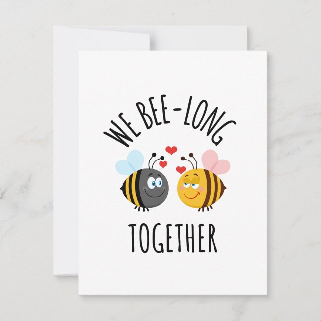 Cute Bee Cartoon Love Pun Engagement  Card (Front)