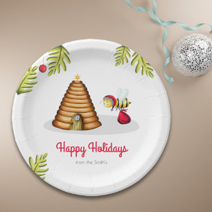 Cute Bee Christmas Paper Plate