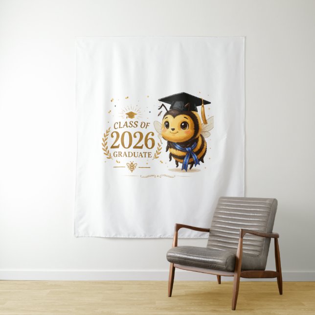 Cute Bee Class of 2026 Graduate. Tapestry (In Situ)