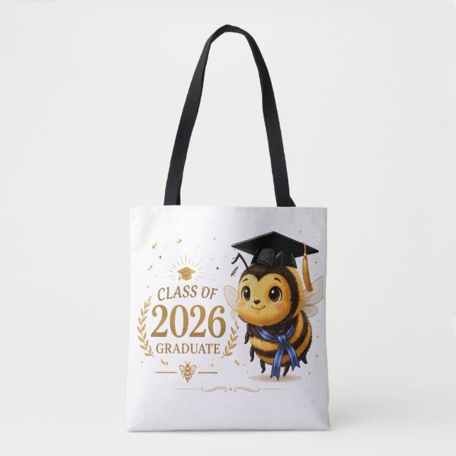 Cute Bee Class of 2026 Graduate. Tote Bag (Front)
