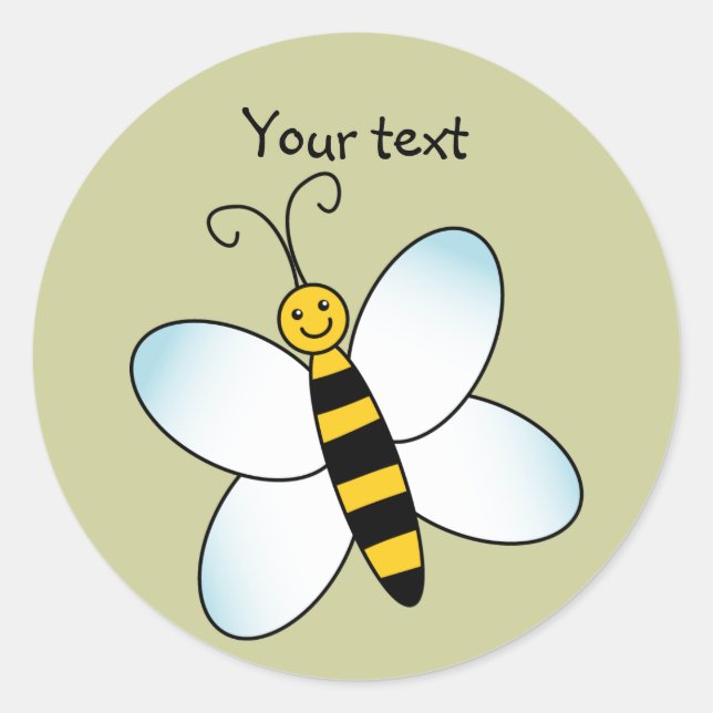 Cute Bee Classic Round Sticker (Front)