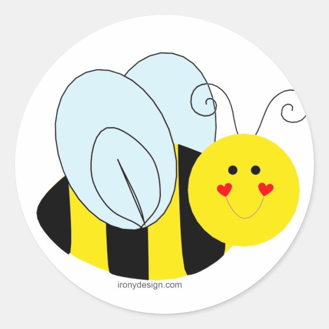 Cute Bee Classic Round Sticker (Front)