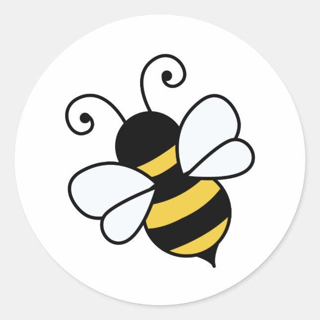 Cute bee classic round sticker (Front)