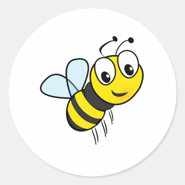Cute Bee Classic Round Sticker (Front)