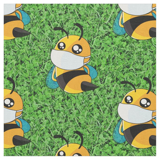 cute bee coronavirus fabric (Close Up)