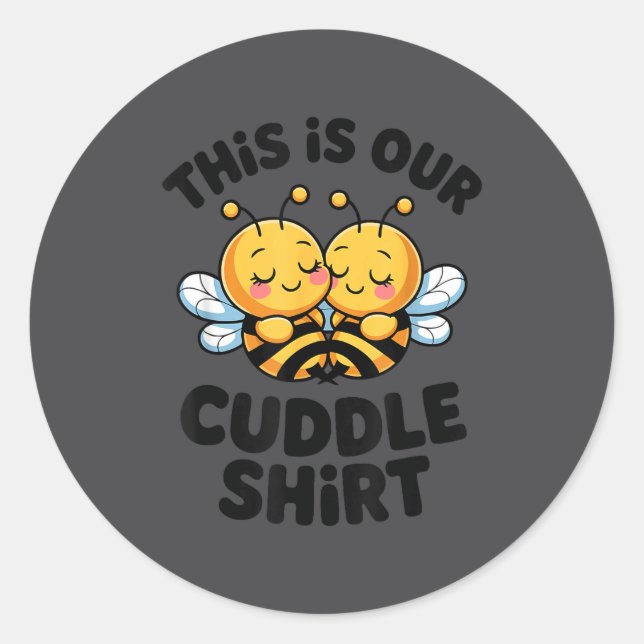 Cute Bee Couple Cuddle Funny Romantic  Classic Round Sticker (Front)