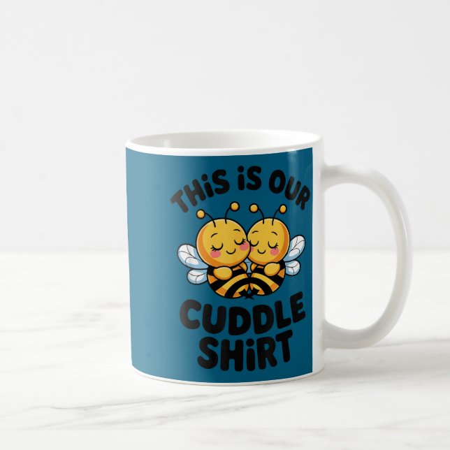 Cute Bee Couple Cuddle Funny Romantic  Coffee Mug (Right)