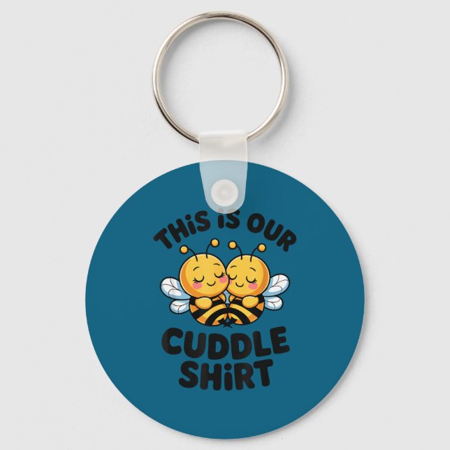 Cute Bee Couple Cuddle Funny Romantic  Key Ring (Front)