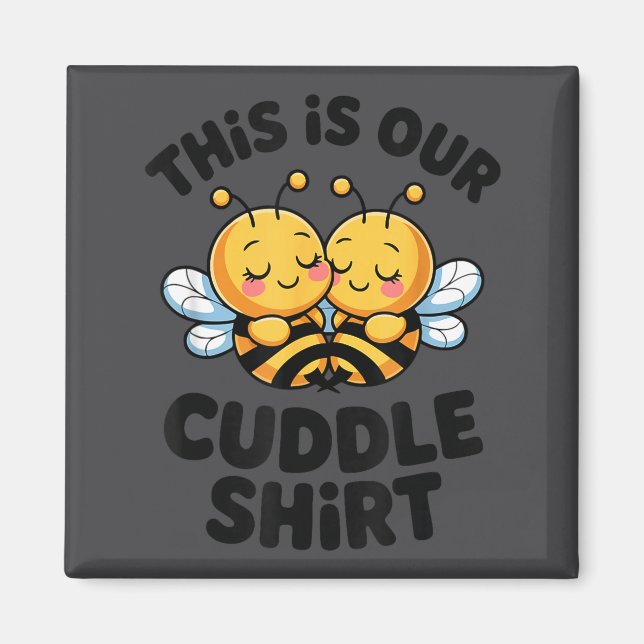 Cute Bee Couple Cuddle Funny Romantic  Magnet (Front)