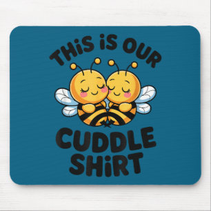 Cute Bee Couple Cuddle Funny Romantic Mouse Pad