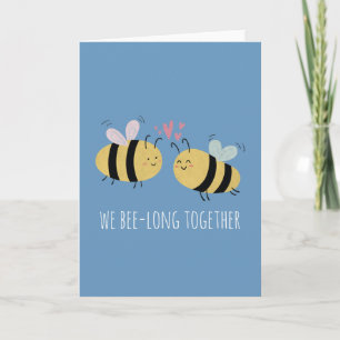 Cute Bee Couple Custom Message Note Card