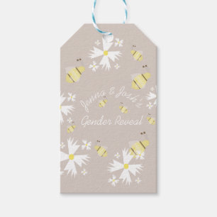 Cute Bee Daisy Floral Gender Reveal Earthy Tones Gift Tags