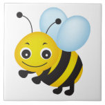 Cute bee design ceramic tile<br><div class="desc">Cute and colourful honey bee clip art on kids / infant clothing,  bags,  mouse pad,  rounded and rectangle stickers,  baby pacifier,  gift bags,  wrapping papers,  mugs,  magnets,  bibs,  aprons and more products. you can customise.</div>