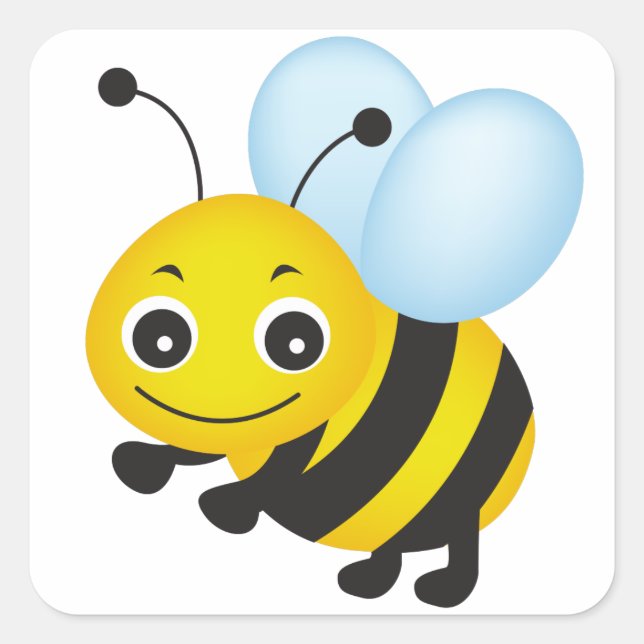 Cute bee design square sticker (Front)