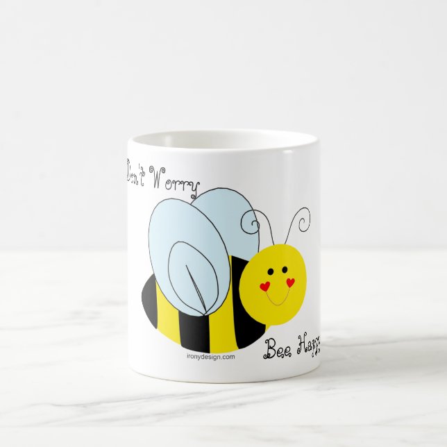 Cute Bee Don't Worry Bee Happy Coffee Mug (Center)