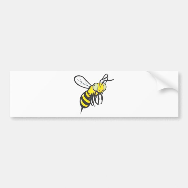 Cute Bee Flying Insect Bumper Sticker (Front)