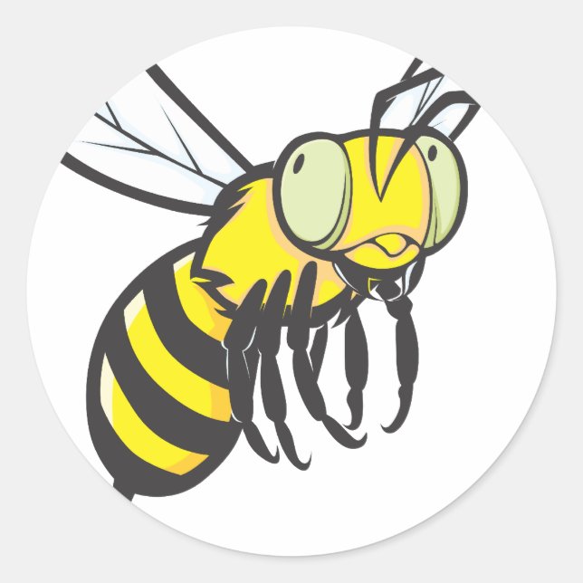 Cute Bee Flying Insect Classic Round Sticker (Front)