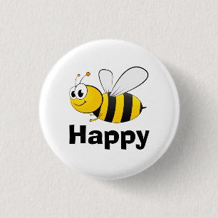 Cute Bee Happy 3 Cm Round Badge