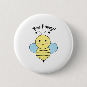 Cute Bee Happy 6 Cm Round Badge