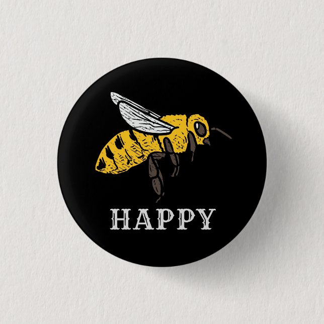 Cute Bee Happy Custom 3 Cm Round Badge (Front)